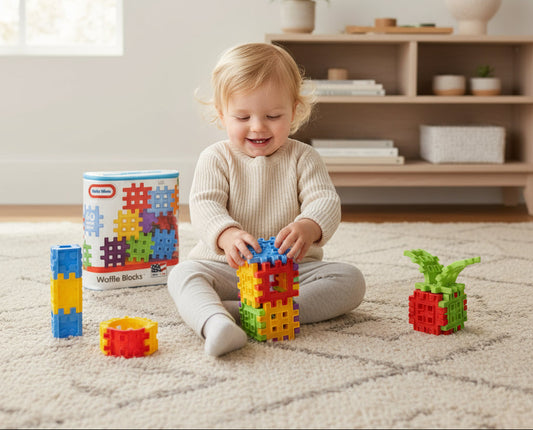 Little Tikes krāsainie Wafle klucīši bērniem – 60 gabali ar somiņu