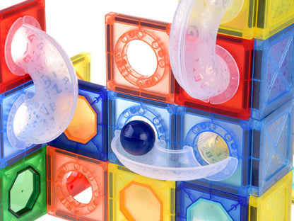 Magnētiskie bloki bērniem – bumbiņu trase ar 123 detaļām, radošs un izglītojošs būvēšanas komplekts