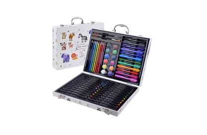 Mākslas komplekts koferītī bērniem ar krāsām un flomāsteriem.