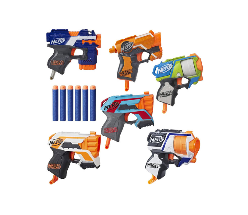 Nerf Strike 6 pistoles komplekts ar šautriņām — rotaļlieta bērniem aktīvām spēlēm un sacensībām ārā vai telpās.