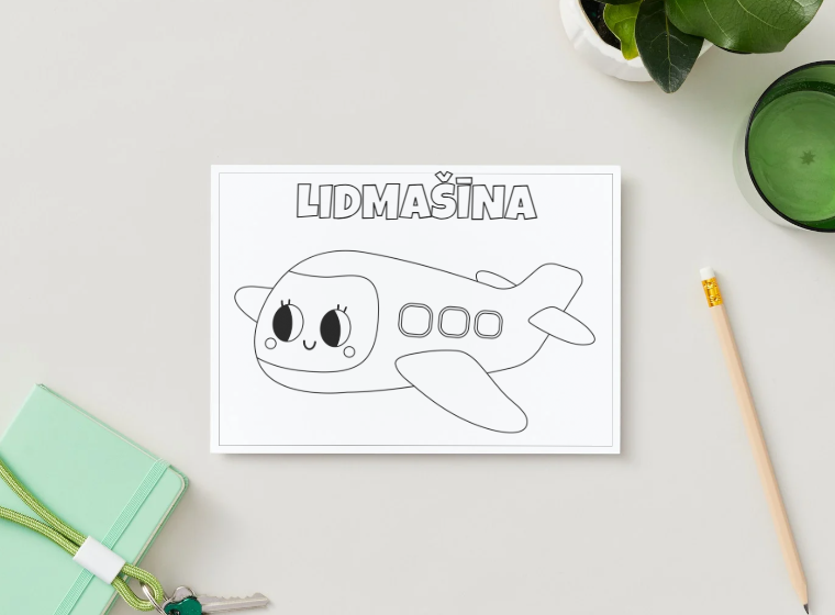 Transports – drukājamas krāsojamās lapas bērniem PDF formātā, lai iepazītu automašīnas, lidmašīnas un citus transportlīdzekļus.